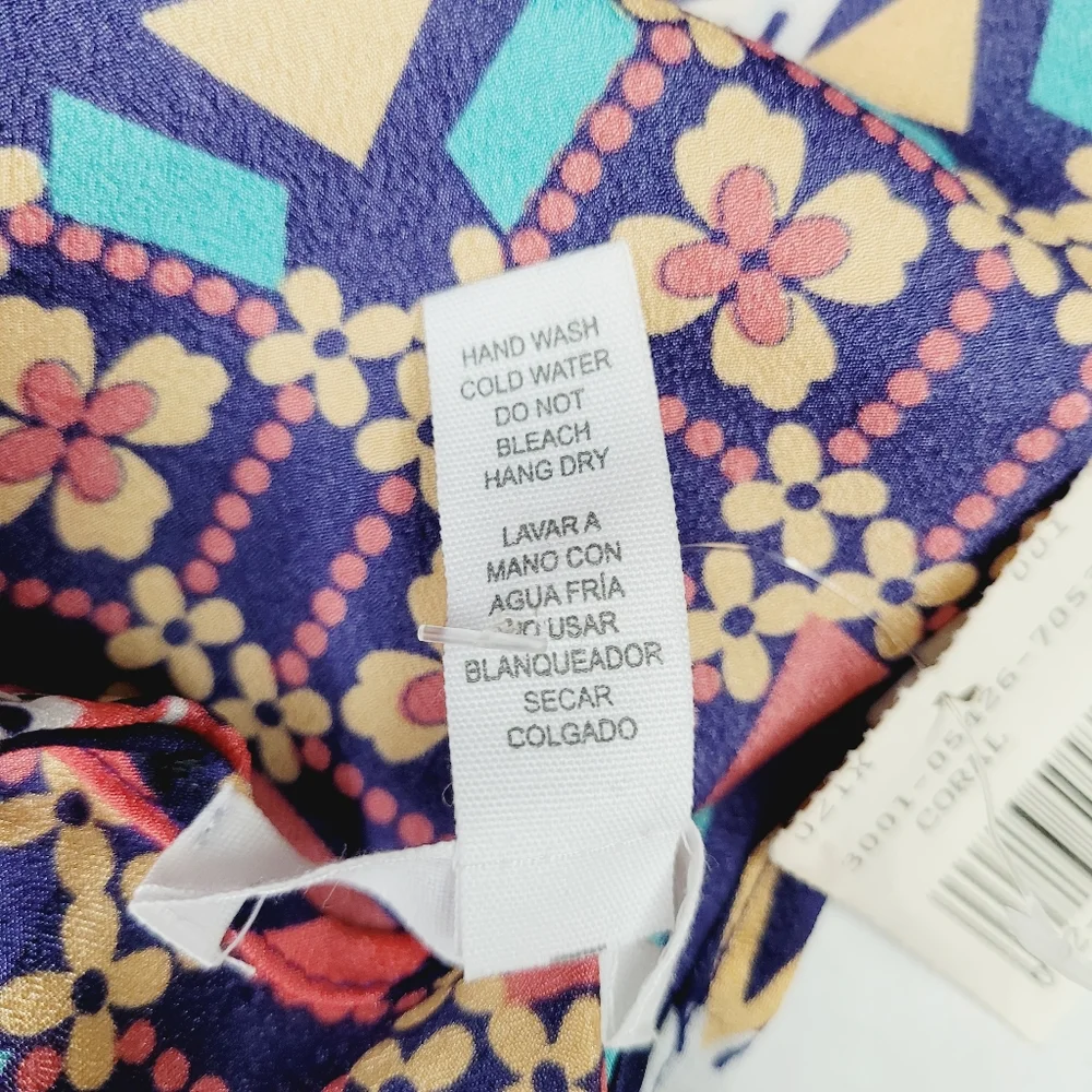 Ambiance Women’s Top Small Boho Printed Crop Coral Flowy Straps Lightweight Easy - Picture 6 of 7